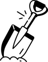 An icon of shovel designed in doodle style vector