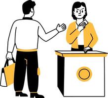 A hand drawn illustration of security checking counter vector