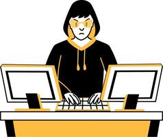 A character hacking system, hand drawn illustration vector