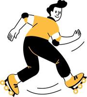 A sketchy illustration showing roller skating action trick vector