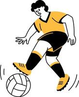 A sketchy illustration showing midfielder with ball vector