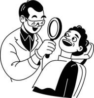 Teeth checkup illustration in sketchy style vector