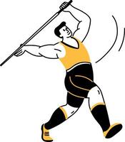 A drawing style illustration showing javelin throw vector