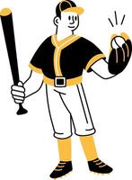A sketchy illustration showing baseball player vector
