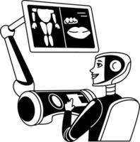 A hand drawn style illustration of dentist robot vector