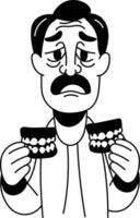 A hand drawn style illustration of artificial teeth vector