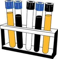 A hand drawn illustration depicting test tubes on lab rack vector