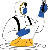 A hand drawn illustration depicting testing water sample vector