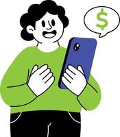 A sketchy style illustration of fund received vector