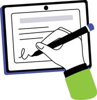 A sketchy style illustration of digital signature vector