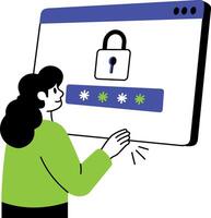 A hand drawn style illustration of secure login vector