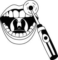 A doodle style illustration of intraoral camera vector