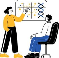 A drawing style illustration showing explaining hereditary traits in class vector