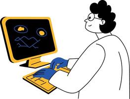 A drawing style illustration showing scientist working in lab vector