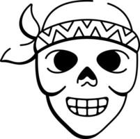 An icon of pirate skull designed in hand drawn style vector