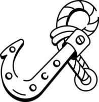 A hand drawn style icon showing a boarding hook tool vector