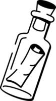 An icon depicting message bottle designed in doodle style vector