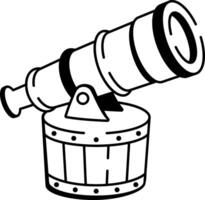 A doodle style icon showing a pirate telescope view vector