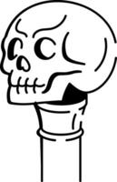 A hand drawn style icon showing a skull cane object vector