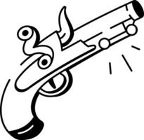 A hand drawn style icon representing a pirate pistol vector