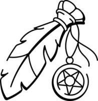 A doodle style icon depicting a feather charm item vector