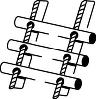 A sketchy style icon showing a simple rope ladder vector