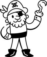 A sketchy style icon showing an old pirate character vector
