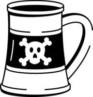 A doodle style icon showing a pirate mug with handle vector