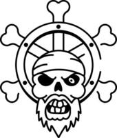 An icon of pirate head designed in doodle style vector
