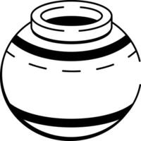 A hand drawn style icon of clay pot vector