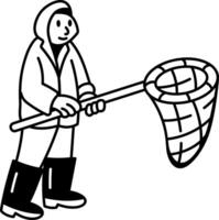 A hand drawn style icon of fisherman vector
