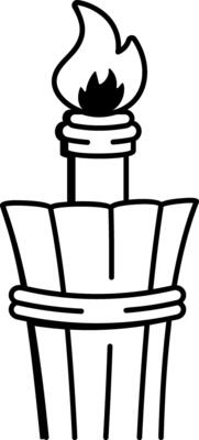 A drawing style icon of bamboo torch