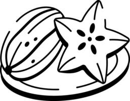 A doodle style icon of starfruit vector