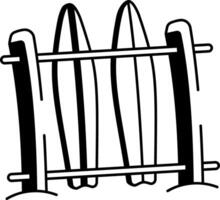 A doodle style icon of surfboard rack vector