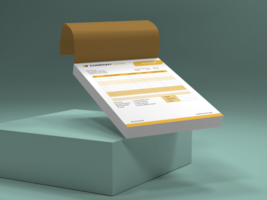 Floating Invoice Pad Mockup on Soft Background Side View psd