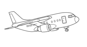 Easy Coloring Page Outline Simple Cargo Plane with Large Fuselage Basic Design vector