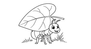 Cute Cheeky Ant Character Bug Coloring Page vector