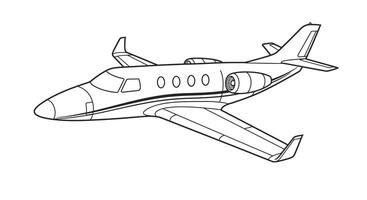 Sleek Small Private Jet Coloring Page Outline Simple Engines Located at the Rear vector