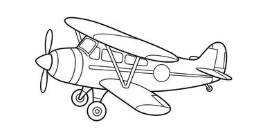 Retro Vintage Style Airplane Coloring Page Outline Drawing Simplified for Children's Activity vector