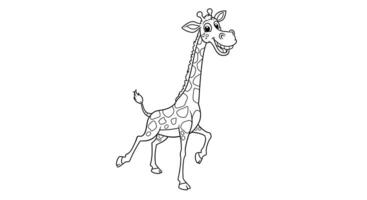 Laughing cartoon giraffe character outline for kids coloring page activity book fun vector