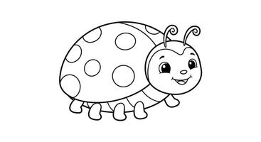 Happy Ladybug Insect Bug Cartoon Coloring Page vector