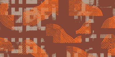 Crafted hand drawn brush lines abstract wood carving texture and geometric shapes pattern, Japanese and ethnic basketry, bamboo weaving style graphic for textile, fashion, carpet vector
