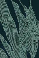 Hand drawn brush lines abstract foliage background, Japanese and ethnic wood carving, engraving texture pattern, simple plant graphic for textile, carpet, vector