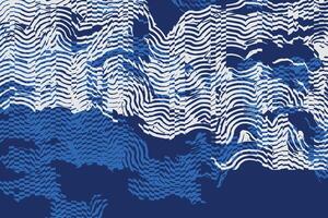 Crafted hand drawn brush lines abstract distorted waves and water glitch pattern, Japanese and ethnic experimental check, irregular graphic for textile, fashion, vector