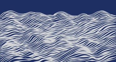 Hand drawn brush lines abstract minimal small waves and water pattern in white and blue, Japanese and ethnic wood carving, engraving texture background for textile, carpet, decoration vector