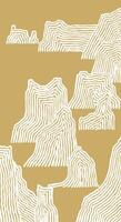 Hand drawn brush lines abstract mountains background, Japanese folk and ethnic wood carving, block print texture pattern, simple landscape graphic for carpet, textile, decoration vector