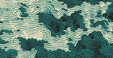 Crafted hand drawn brush lines abstract distorted waves and water glitch pattern, Japanese and ethnic experimental check, irregular graphic for textile, fashion, carpet vector