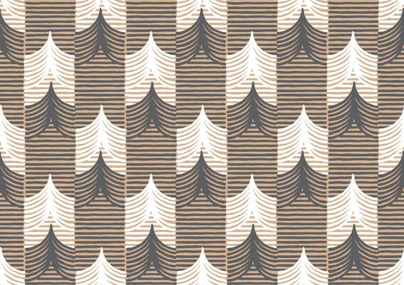 Hand drawn brush lines abstract Japanese houses or temples seamless pattern, Japanese folk, ethnic wood carving, block print texture background, simple cityscape graphic for textile, decoration