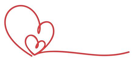 One line symbol of a red hearts. vector