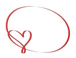 Round frame with red heart. vector